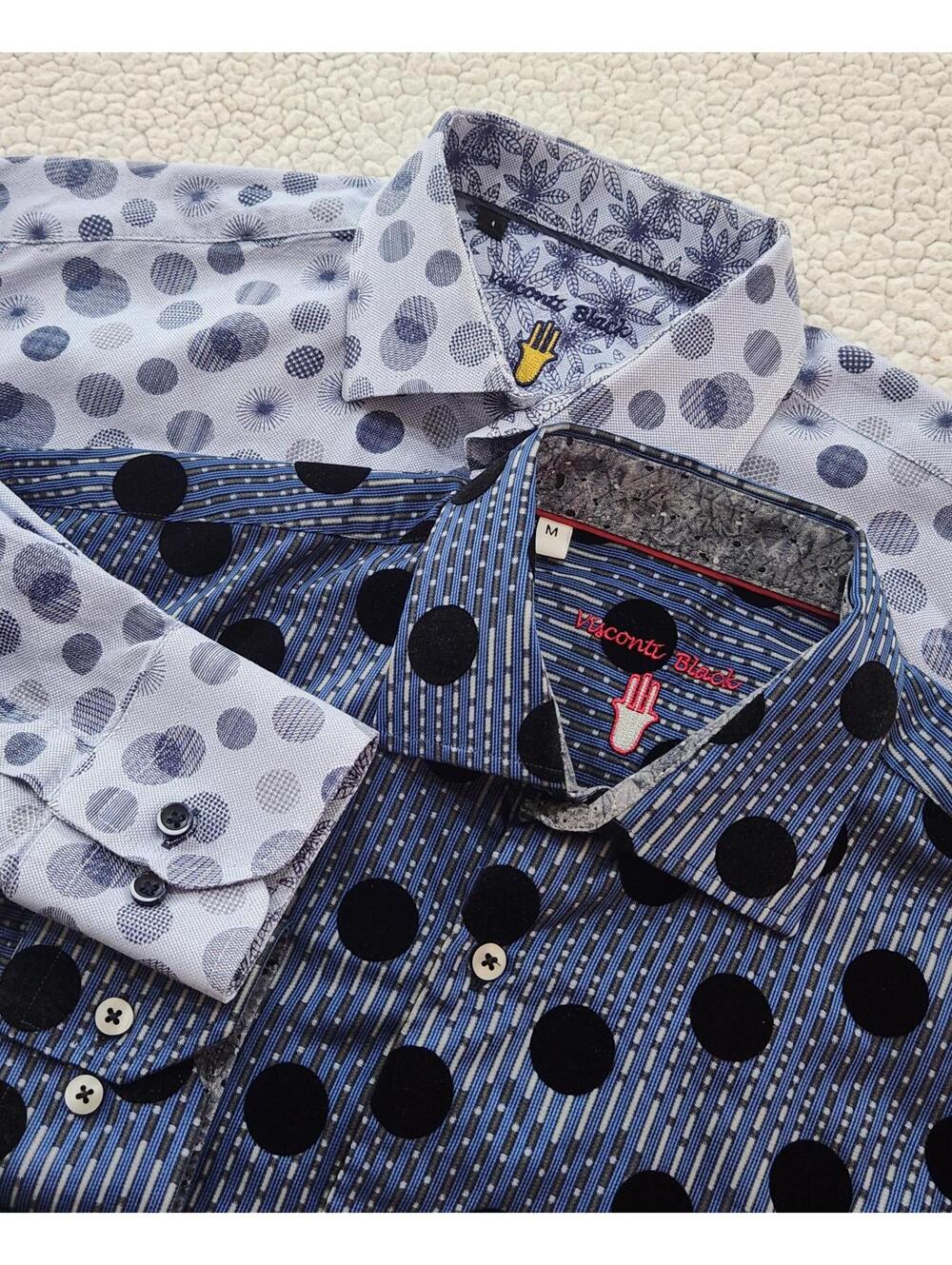 (Bundle) Luchiano Visconti Button Down Geometric Polka Dots L/S Shirt Sz Medium